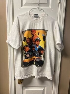 White Graphic Short-Sleeve Tee Featuring Hip-Hop Collage